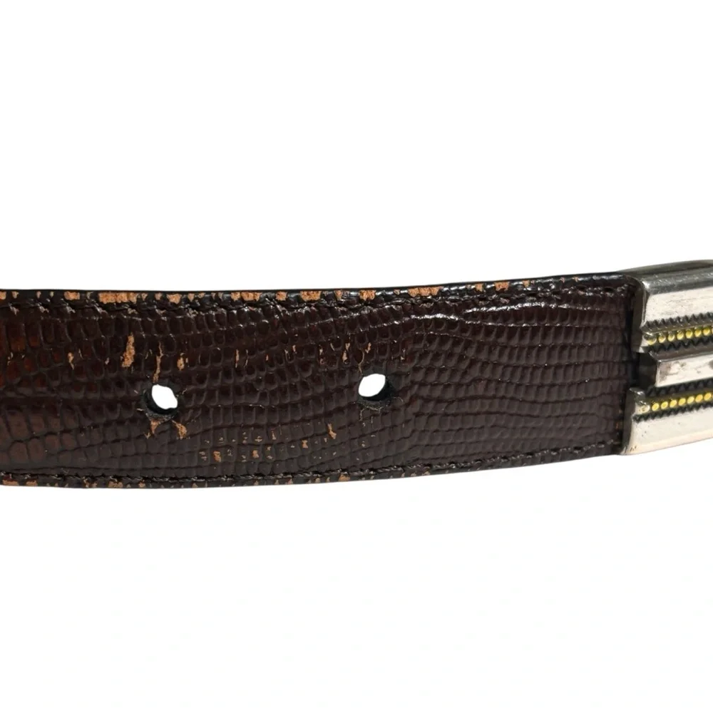 Brown Alligator Embossed Leather Belt Western Southwestern Men's Size 42